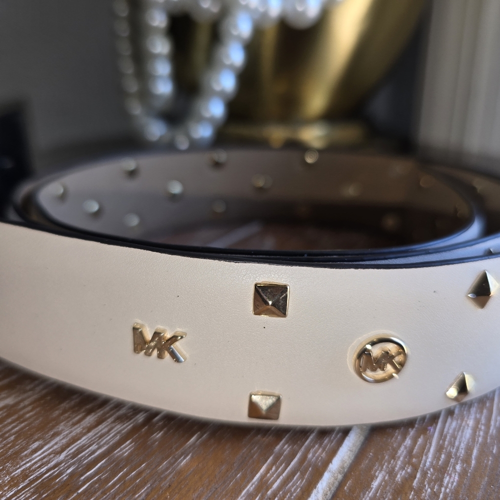 Michael Kors White and Gold Studded Belt XL